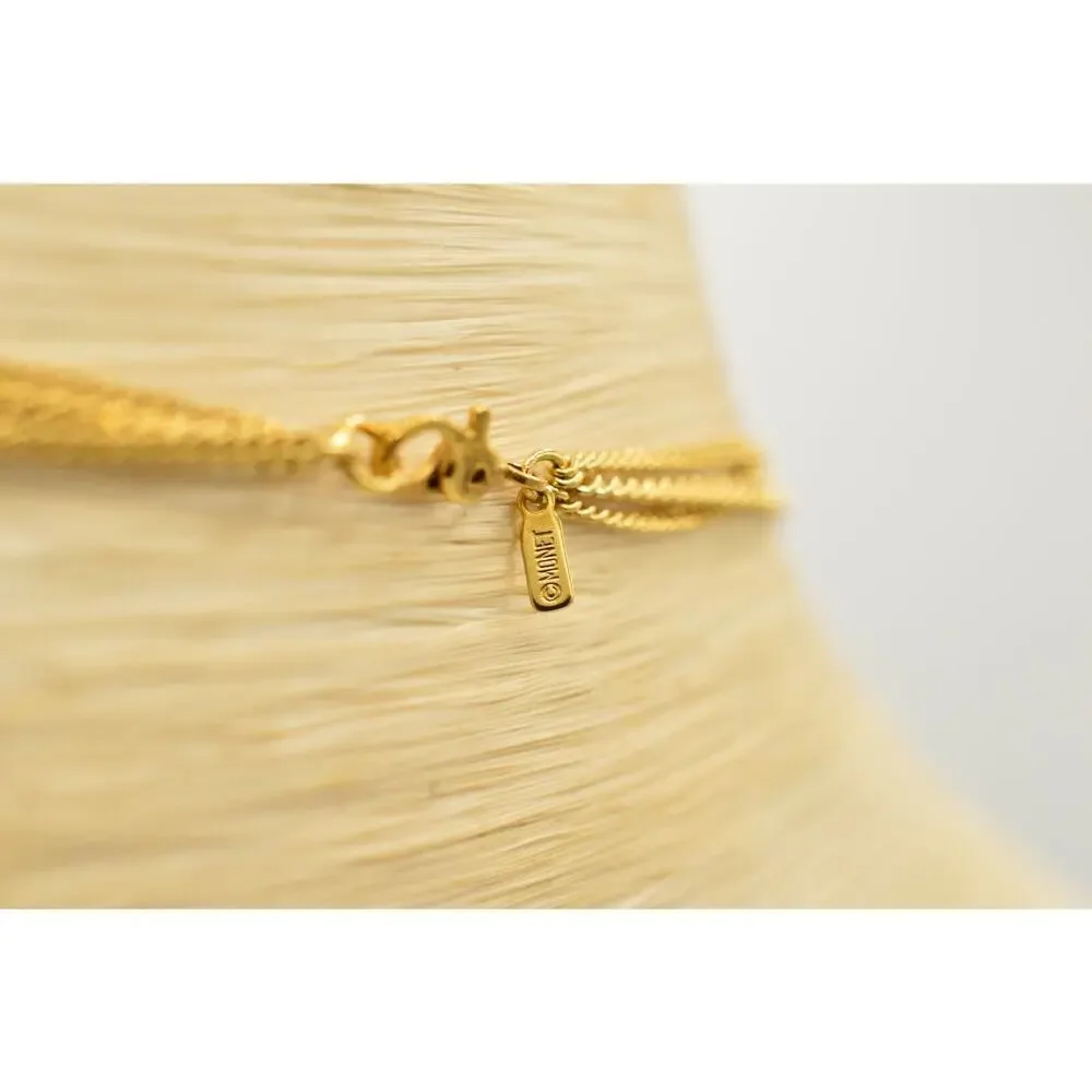 Monet Vintage Multi-Chain Necklace Gold Linked Metallic 28